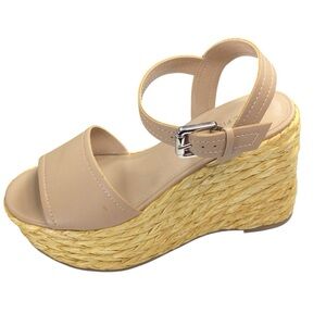Marc Fisher Tan Wedge Sandals with Jute Platform NWT size 8.5